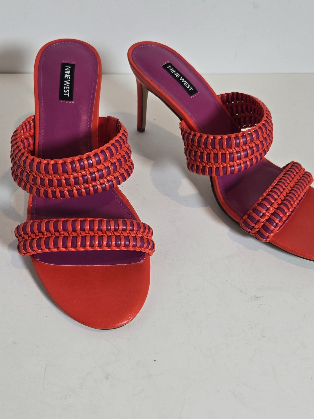 Nine West Orange and Purple Braided Double-Strap Heels